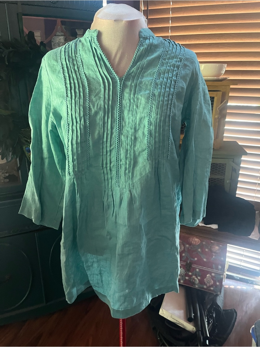 J Jill women’s large Lightweight Teal Pintuck Tunic Top